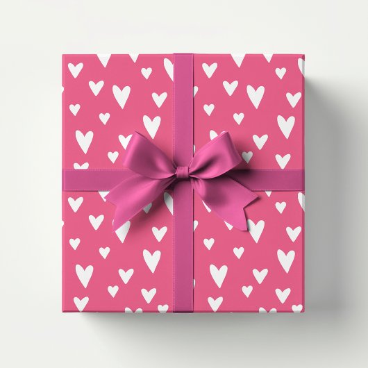 Romantische Liefde Harten Roze Wit Meisjesachtig V Cadeaupapier