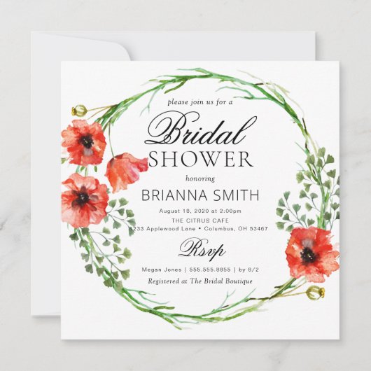 Romantische liefde kroon rood klaproos Vrijgezelle Kaart (Voorkant)