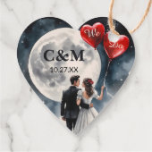 Romantische liefde op wolk negen sprookjeshuwelijk bedankjes labels (Achterkant)