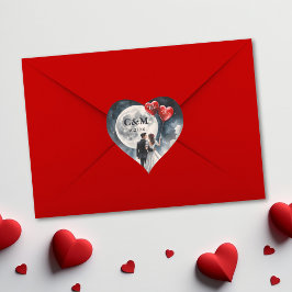 Romantische liefde op wolk negen sprookjeshuwelijk hart sticker