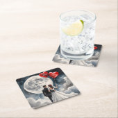 Romantische liefde op wolk negen sprookjeshuwelijk kartonnen onderzetters (Insitu)