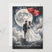 Romantische liefde op wolk negen sprookjeshuwelijk save the date (Voorkant)
