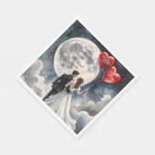 Romantische liefde op wolk negen sprookjeshuwelijk servet (Hoek)