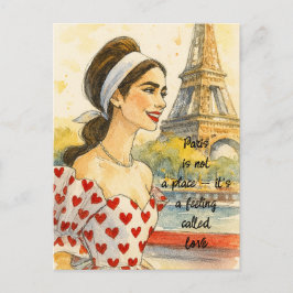 Romantische Liefde Parijs Man Vrouw Aquarel Ansich Briefkaart