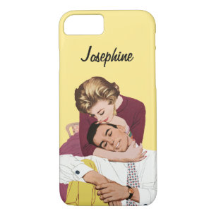 Romantische liefde, Retro Romance in Geel iPhone 8/7 Hoesje