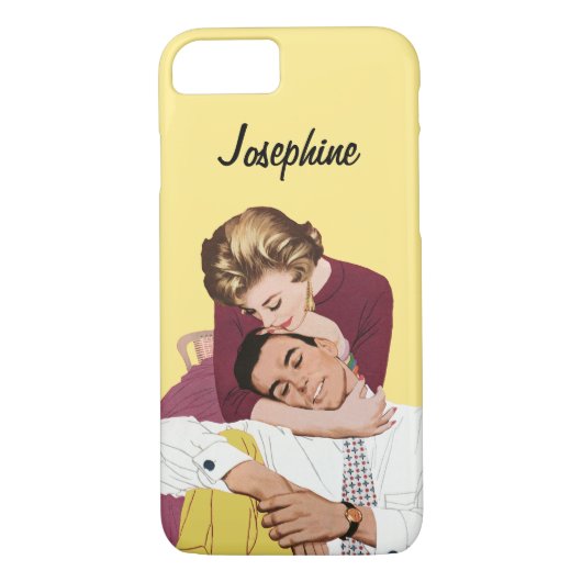  Romantische liefde, Retro Romance in Geel Case-Mate iPhone Case (Achterkant)