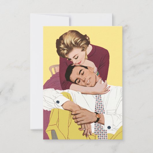  Romantische liefde, Retro Romance RSVP Kaartje (Voorkant)