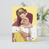  Romantische liefde, Retro Romance RSVP Kaartje (Staand voorkant)