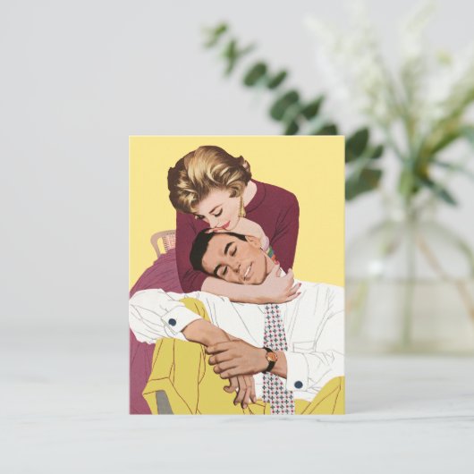  Romantische liefde, Retro Romance uitnodiging (Staand voorkant)