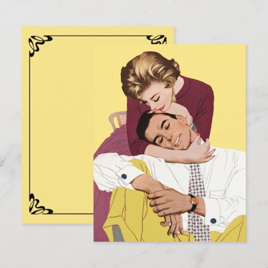  Romantische liefde, Retro Romance uitnodiging (Voorkant / Achterkant)