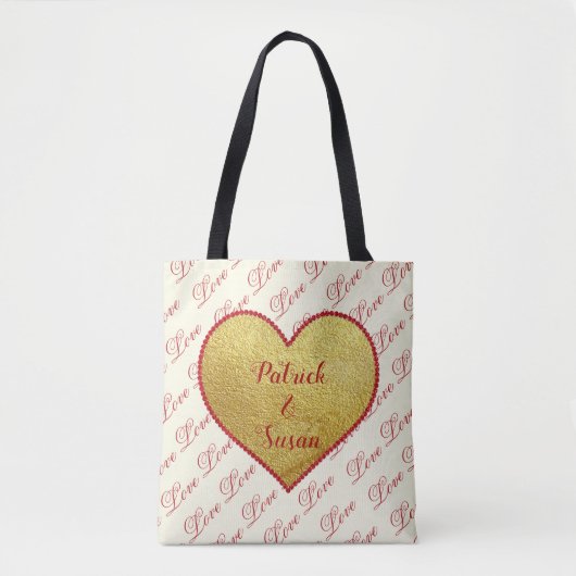 Romantische Liefde Rode Hart Schattigee Retro Vale Tote Bag (Voorkant)
