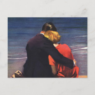  Romantische liefde, Romance op het strand Briefkaart