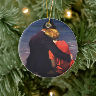 Romantische liefde, Romance op het strand Keramisch Ornament