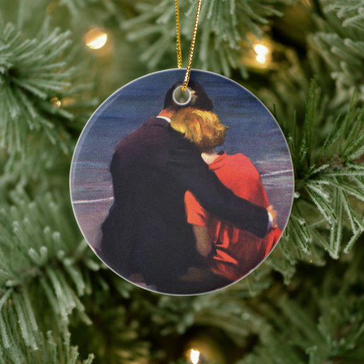  Romantische liefde, Romance op het strand Keramisch Ornament (Boom)