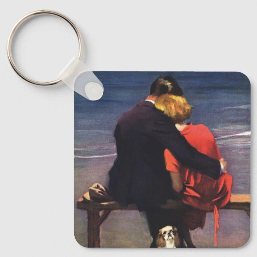 Romantische liefde, Romance op het strand Sleutelhanger (Voorkant)