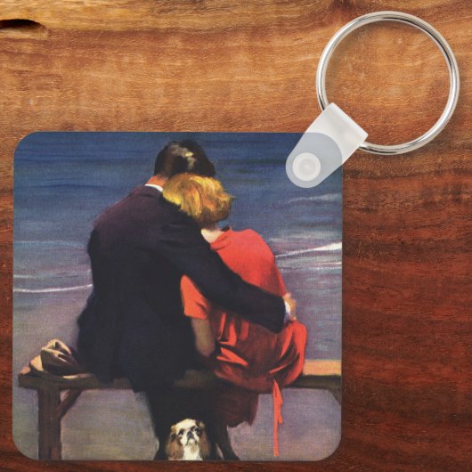  Romantische liefde, Romance op het strand Sleutelhanger (Achterkant)