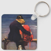  Romantische liefde, Romance op het strand Sleutelhanger (Achterkant)