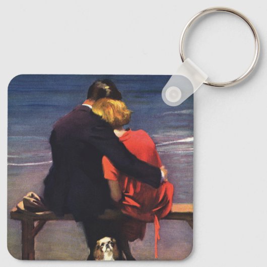  Romantische liefde, Romance op het strand Sleutelhanger (Achterkant)