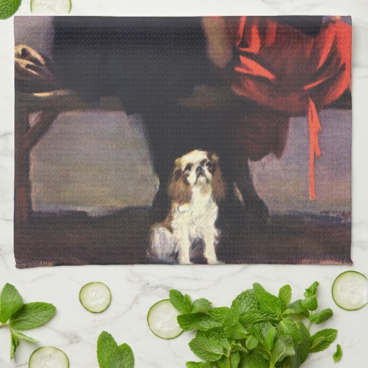  Romantische liefde, Romance op het strand Theedoek (Gevouwen)