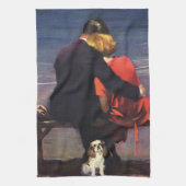  Romantische liefde, Romance op het strand Theedoek (Verticaal)