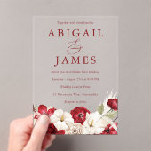 Romantische liefde: Ruby Red & White Bloemen bruil Acryl Uitnodigingen (Insitu (Draagbaar))