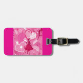 Romantische liefde silhouet patroon roze harten bagagelabel (Voorkant horizontaal)