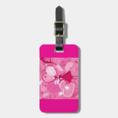 Romantische liefde silhouet patroon roze harten bagagelabel (Voorkant verticaal)