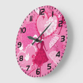 Romantische liefde silhouet patroon roze harten grote klok (Hoek)