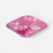 Romantische liefde silhouet patroon roze harten papieren bordje (Gebogen)