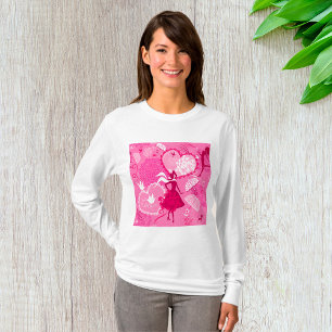 Romantische liefde silhouet patroon roze harten t-shirt