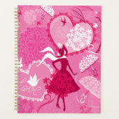 Romantische liefde silhouetpatroon roze harten planner (Voorkant)