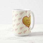 Romantische Liefde Typografie Rode Hart Valentijns Koffiemok (Voorkant rechts)