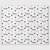 Romantische liefde voor altijd roze en zwarte hart cadeaupapier (Vlak)