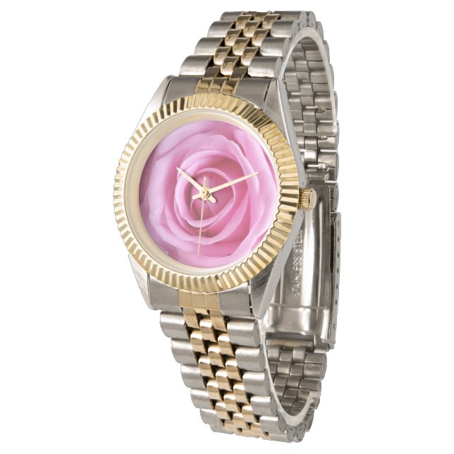 Romantische liefde Zachte Roze Roze Bloem Horloge (Gekanteld)