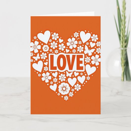 Romantische Liefdes Hart Bloemen Kaart (Voorkant)