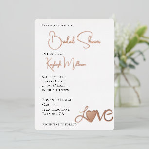Romantische Liefdes Hart Bruids Shower Folie Uitnodiging