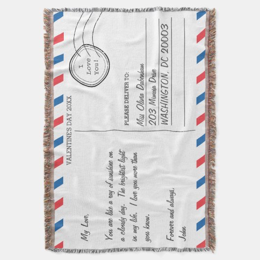 Romantische liefdesbrief Briefkaart Valentijnsdag Deken (Voorkant Verticaal)