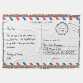 Romantische liefdesbrief Briefkaart Valentijnsdag Deken