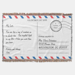 Romantische liefdesbrief Briefkaart Valentijnsdag Deken