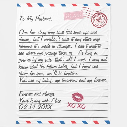 Romantische liefdesbrief Valentijnsdag Jubileum Fleece Deken (Voorkant)