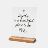 Romantische liefdescalligrafie saamhorigheid bruil acryl bord (Hoek)
