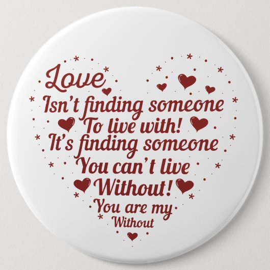 romantische liefdesgedicht Valentijn Holiday Ronde Button 6,0 Cm (Voorkant)