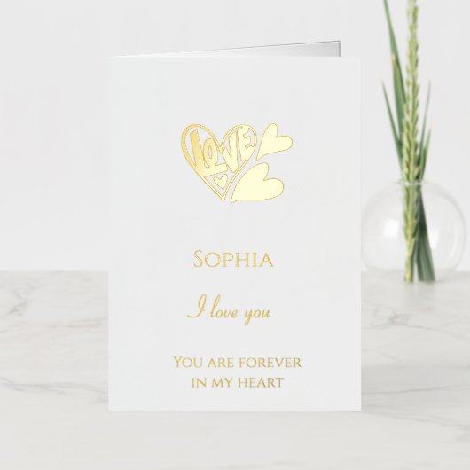 Romantische liefdesharten folie wenskaart (Voorkant)