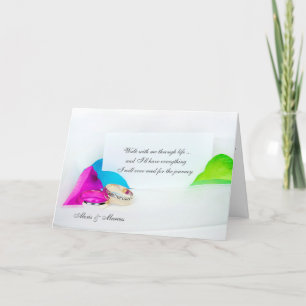 romantische liefdesquote met ringen en rozen blade kaart