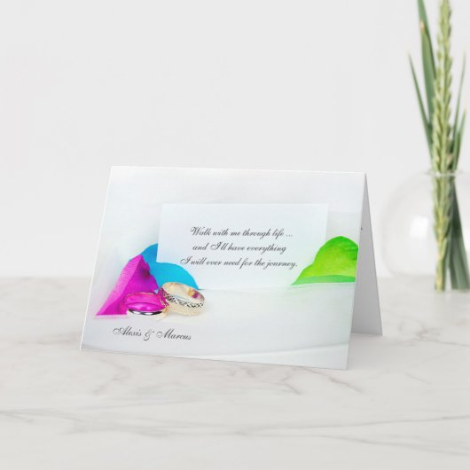 romantische liefdesquote met ringen en rozen blade kaart (Voorkant)