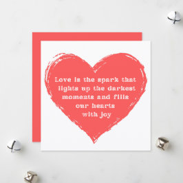 Romantische liefdesquote, rode hart stijlvolle val feestdagenkaart