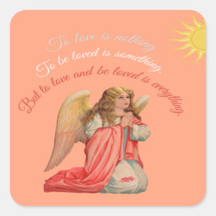 ROMANTISCHE LIEFDESQUOTE ROZE DECORATIEVE STICKE VIERKANTE STICKER