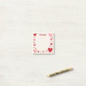 Romantische liefdesstickers met gepersonaliseerde post-it® notes (Op bureau)
