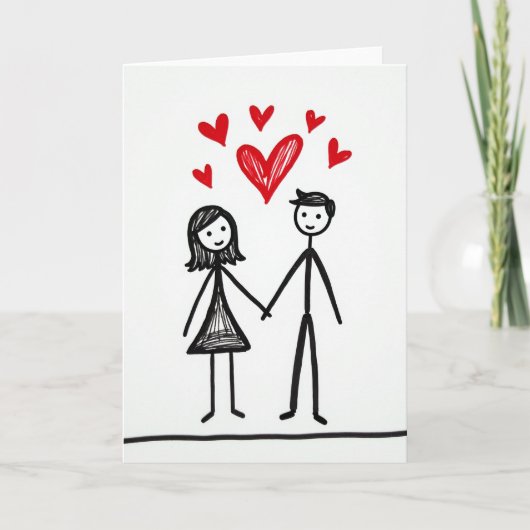 Romantische Liefdesstickfigurekaart Kaart (Voorkant)