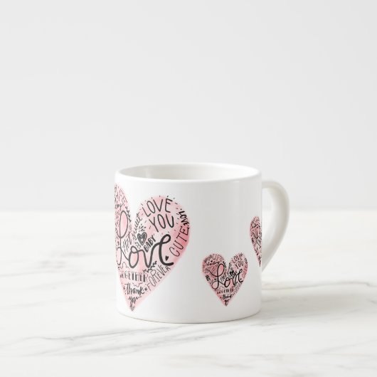 Romantische Liefdestypografie Hart Espresso Kop (Voorkant rechts)